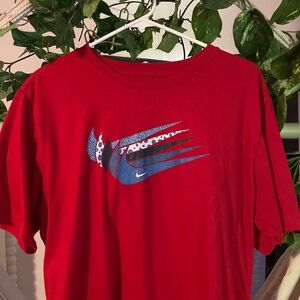 Nike Red Artistic Swoosh Short Sleeve Tee